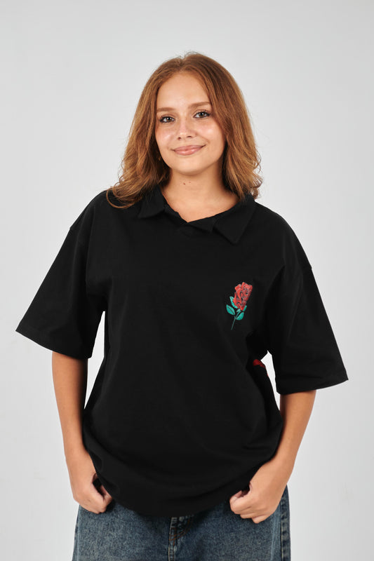 Black Rose Polo T-Shirt
